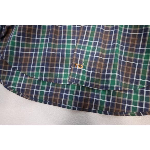 Thomas Dean Dress Shirt Plaid Paisley Flip Cuff Long Sleeve Mens Size Large - Picture 3 of 4